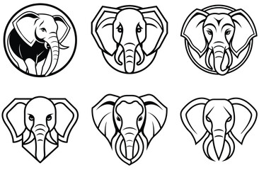 Fototapeta premium Elegant Elephant Head Line Art Logo Bundle – Timeless & Versatile Branding Pack