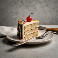 Festive Funfetti Cake with Vibrant Sprinkles and Fluffy Vanilla Cream Frosting