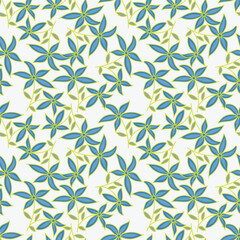 Seamless floral pattern, romantic ditsy print in delicate pastel colors. Cute botanical design of pretty small hand drawn flowers, tiny leaves, simple bouquets abstract. Vector illustration