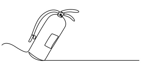 Continuous line art or One Line Drawing of fire extinguisher picture vector illustration, One Line Drawing of a Fire Extinguisher Tank, Illustrating Safety Equipment in a Minimalist Design, on a white