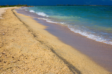 Beautiful sand beach and blue sky