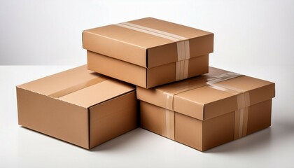 cardboard boxes on white background