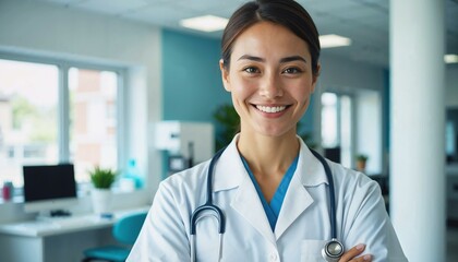 Confident healthcare professional symbolizing trust and care in clinical environment