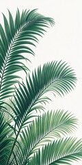 Tropical Palm Fronds Close-up Composition, Lush Green Leaves, Minimalist Botanical Concept, Palm Leaf Art, Botanical Illustration Tropical Plants, Botanical Art
