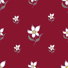 Floral seamless pattern with flowers on light blue background. Vector illustration