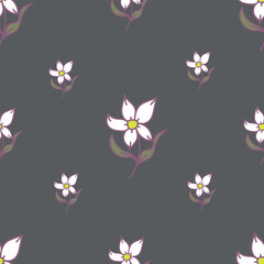 Floral seamless pattern with flowers on light blue background. Vector illustration
