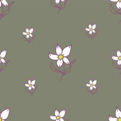 Fototapeta premium Floral seamless pattern with flowers on light blue background. Vector illustration