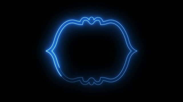 Neon line traditional islamic window frame in oriental style animation, decorative arches frame, mosque borders or moroccan gates Arabic muslim architecture design elements frame