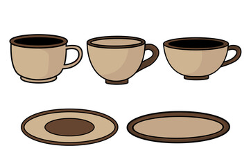 Cutlery icon, plate. restaurant business concept, tea cup vector set 