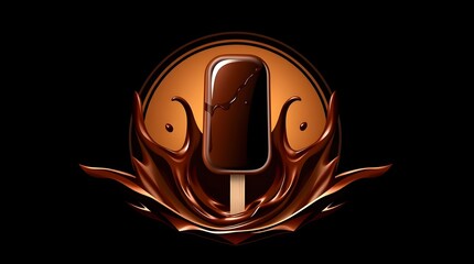 This bold and dramatic logo uses a chocolate bar in liquid chocolate, using high-contrast geometric shapes, clean lines, and an emphasis on balance and symmetry.