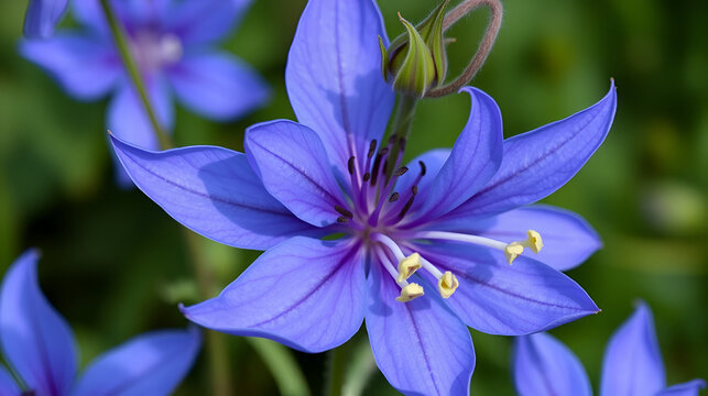 Blue Columbine (Aquilegia coerulea). Flower Closeup