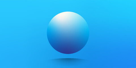 3D blue gradient sphere floating on a bright blue background with a subtle shadow, creating a sleek and modern look