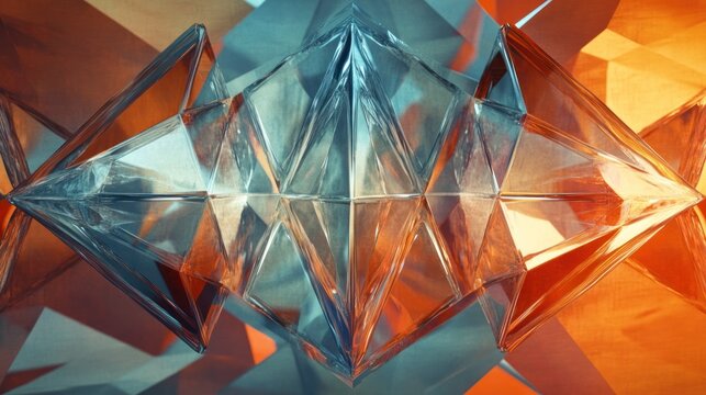 Abstract geometric shapes, crystal structures, vibrant colors, architectural design, for wallpaper or background