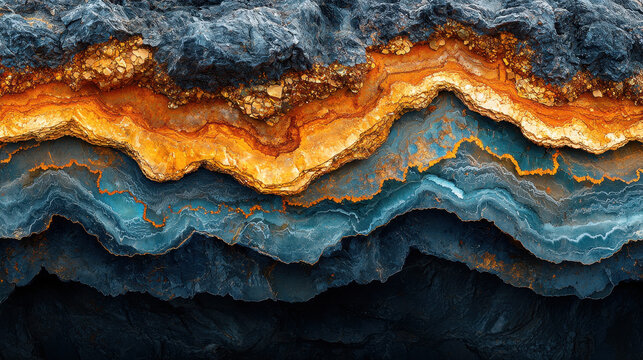 Close-up view highlights the diversity and richness of Earth's crust, featuring minerals like copper, iron ore, and lithium in vibrant earthy tones