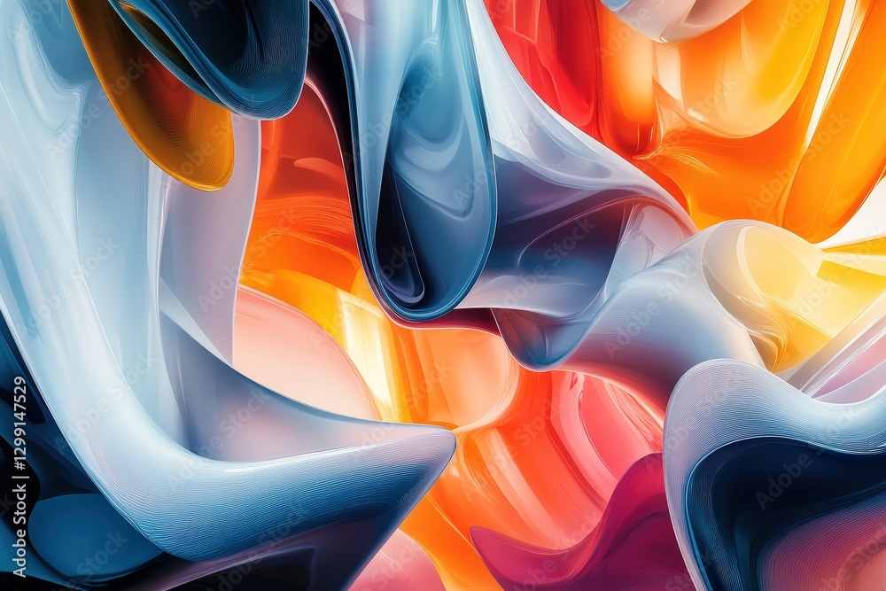 Poster a mesmerizing display of flowing, colorful shapes symbolizing the complexity and beauty of algorithm