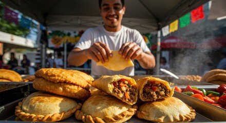 Delicious Empanadas at a Vibrant Food Market