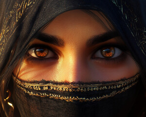 Naklejka premium Middle Eastern Arab beauty close-up