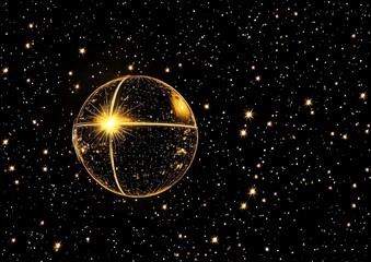Dyson sphere around a star, highlighting its serene glow amidst the dark cosmos