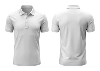 White poto T-shirt front and back view, isolated on transparent background