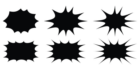 explosion cartoon symbols speech bubbles set. comic shape vector on white background