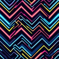 Seamless Pattern - Vibrant abstract zig-zag pattern with neon-like colors on a dark background.