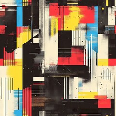 Seamless Pattern - Abstract geometric composition with bold colors and textured surfaces.