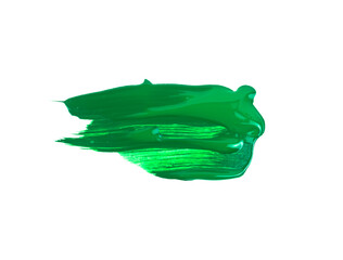 Fototapeta premium Bright green paint stroke on white background