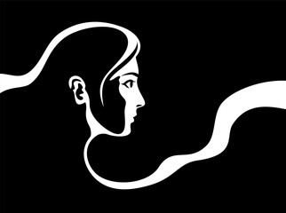 Black and White Female with Fluid Shapes and Bold Contrast