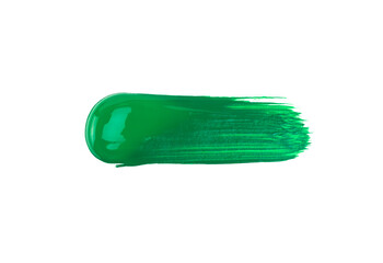 Bright green paint stroke on white background