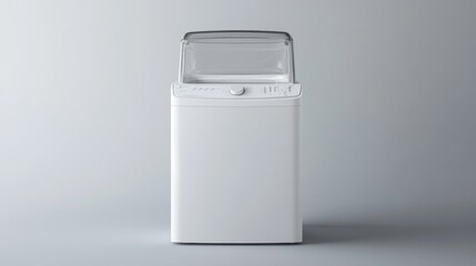 White compact washing machine on light gray background