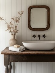 Modern Farmhouse Bathroom with Vintage Cottage Elements