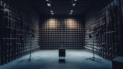 Empty acoustic testing chamber, soundproof room, research facility