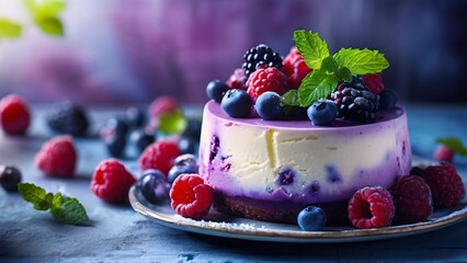 Beautifully Delicious and Brightly Served Blueberry Cheesecake illustration for National Blueberry Cheesecake Day