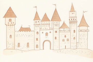 Obraz premium Sepia Illustration Of A Medieval Castle With Towers And An Archway Entranceway Architecture Drawing Illustration Artwork Image Design Illustration Historic Illustration Art Ancient European