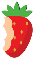 Illustration of a Bitten Strawberry  sticker,,