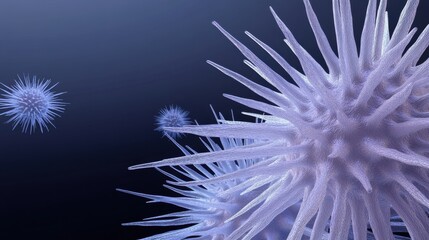 Abstract conceptual image of microscopic virus structure with spiky surface