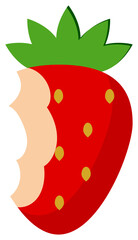 Illustration of a Bitten Strawberry  sticker,,