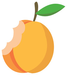 Illustration of a Bitten Orange with Leaf  sticker,