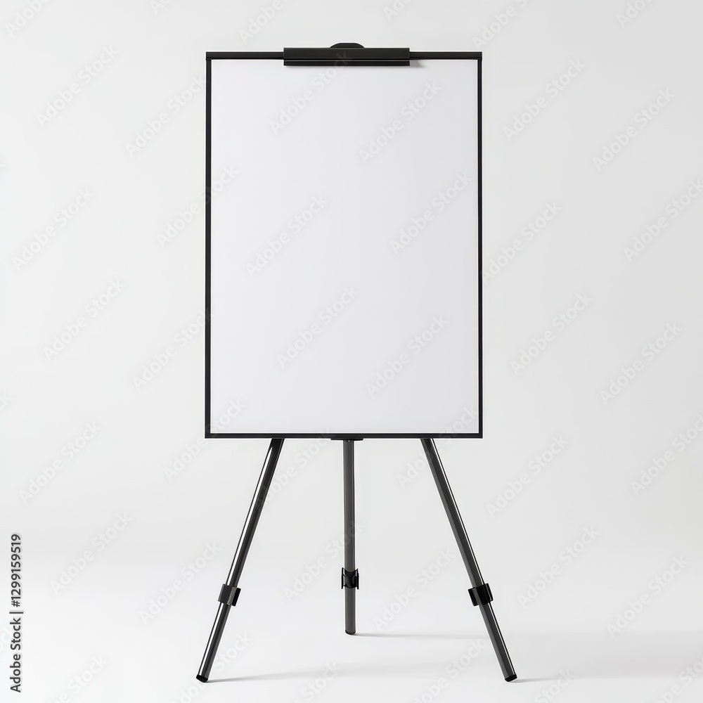 Poster blank canvas: clean minimalist easel with a pristine white surface, perfect for presentation or crea