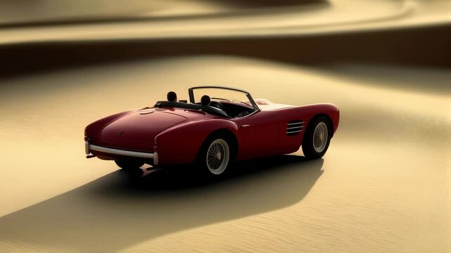 Classic Red Convertible on Desert Road