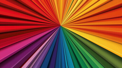 Colorful radial pattern showcases vibrant hues radiating from the center towards the edges in a striking display of light. Generative AI