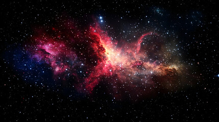 Naklejka premium Vibrant Nebula With Sparkling Stars Against Dark Space Background
