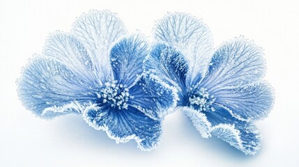 Frozen Blue Flowers Close-Up
