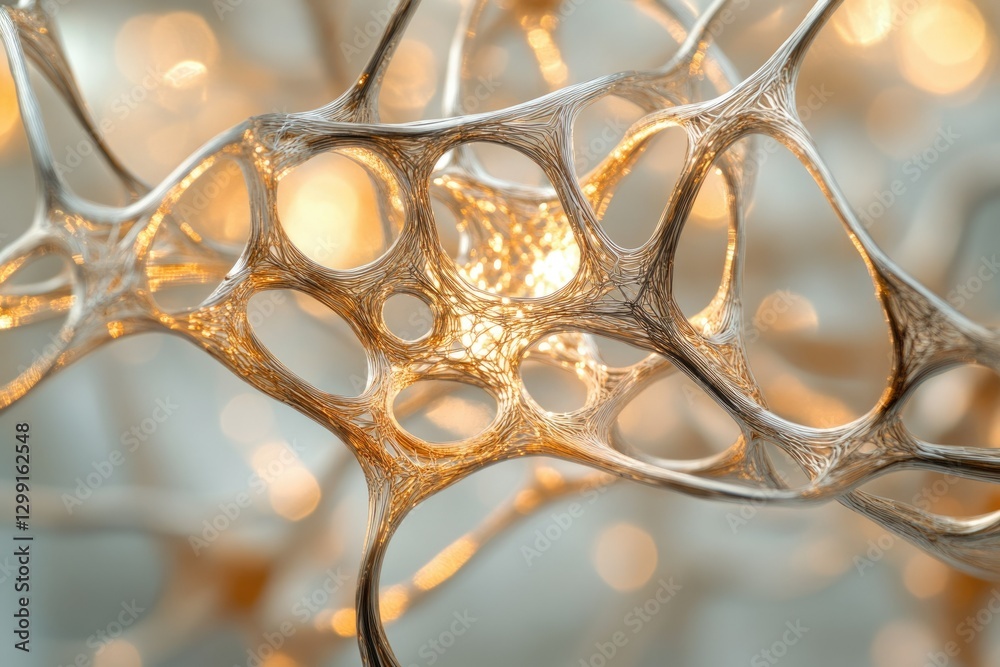 Poster Intricate network structure resembling neurons or a complex web, illuminated from within.