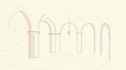 Sepia Sketch of Ancient Archway Structure