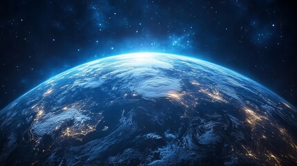 Obraz premium Earth from space stunning view of planet outer space digital image cosmic environment aerial perspective