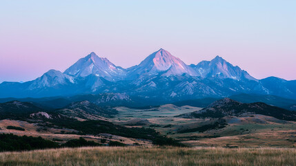 Fototapeta premium Majestic sunrise peaks, vast valley, tranquil landscape, nature photography