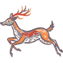 Fototapeta premium Vibrant Running Deer Artistic Vector Illustration Wildlife Art