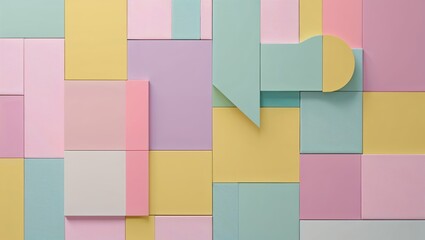 Pastel color geometric block shapes pattern design with circle and triangle abstract art