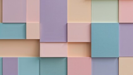 Pastel Colored Geometric Blocks Cubist Wall Pattern Background Full Frame